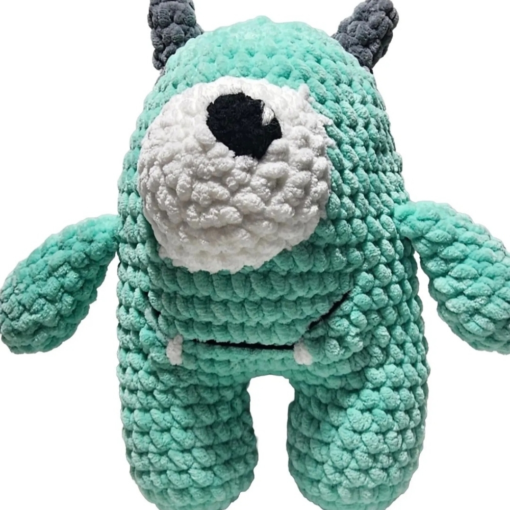 Crochet Monster Plush doll, Height 8  X 4 inch Amigurumi Funny Monster  Handmade